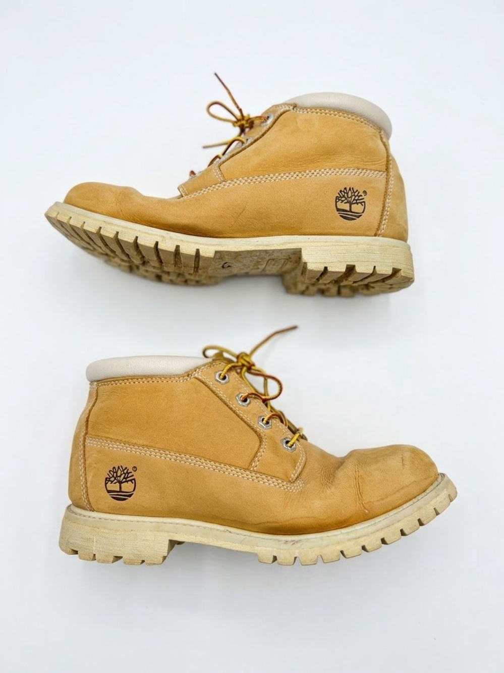 Timberland Nellie Waterproof Leather Chukka Ankle Boots Wheat White Size 8M